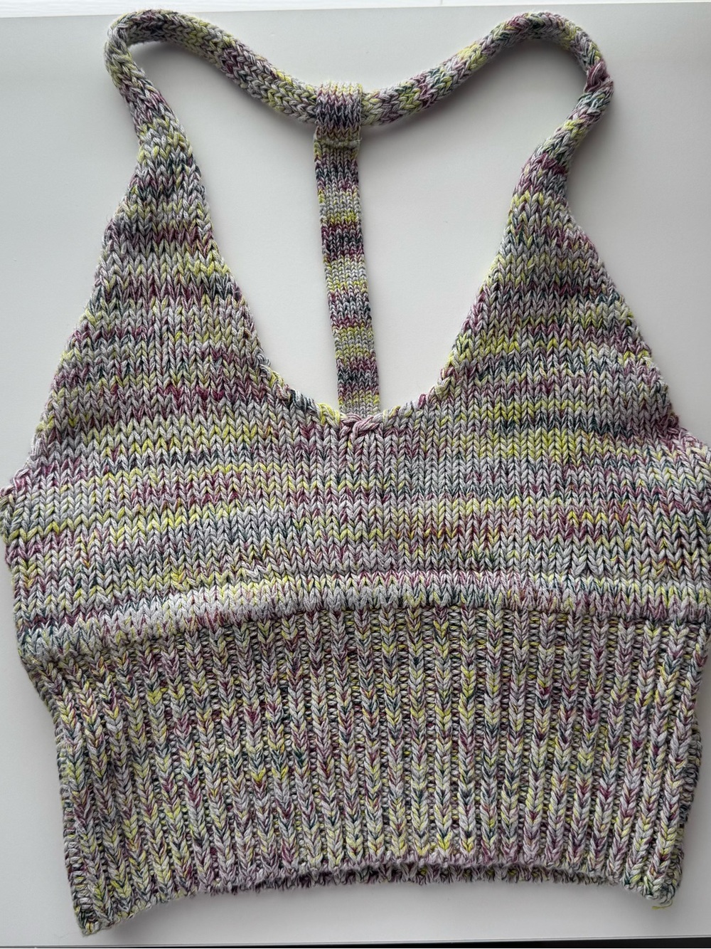 [Ecote] Rib-Knit Multicolor Halter Sweater Tank - Lavender Mix